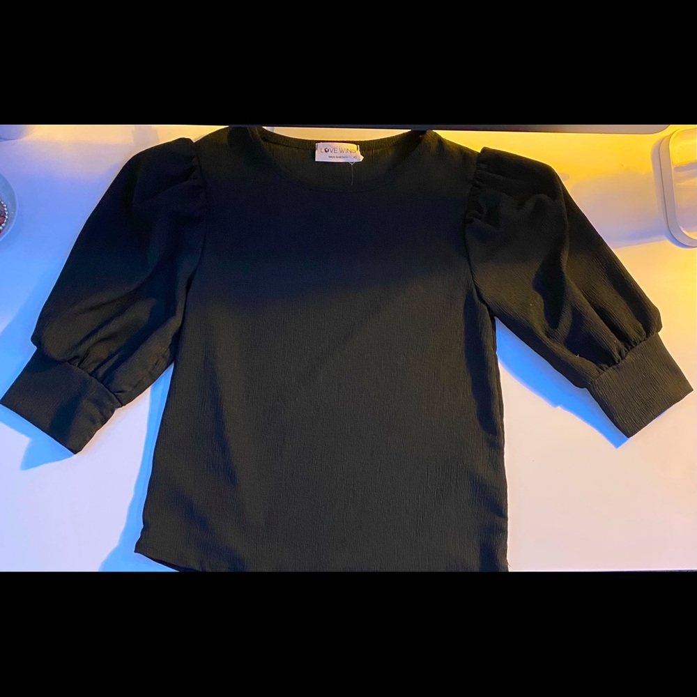 Stylish black, puffed sleeved, blouse
